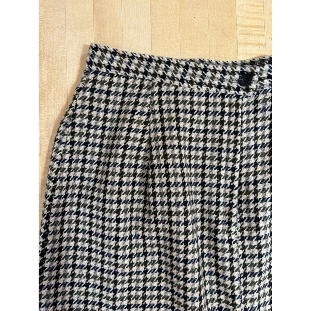 VTG Briggs New York Women's Size 14 Black‎ Cream Wool Houndstooth Pencil Skirt